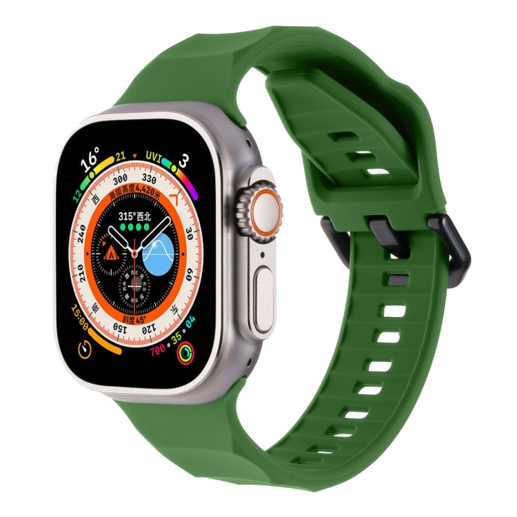 For Apple Watch SE 2022 44mm Ripple Silicone Sports Watch Band(Army Green) - Watch Bands by PMC TechLife | Online Shopping South Africa | PMC TechLife