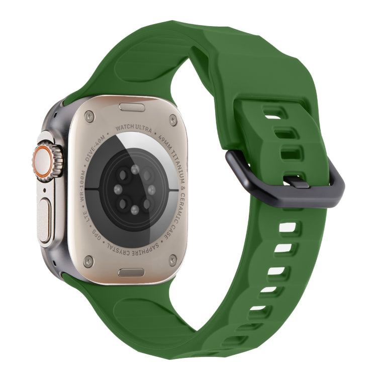 For Apple Watch SE 2022 44mm Ripple Silicone Sports Watch Band(Army Green) - Watch Bands by PMC TechLife | Online Shopping South Africa | PMC TechLife
