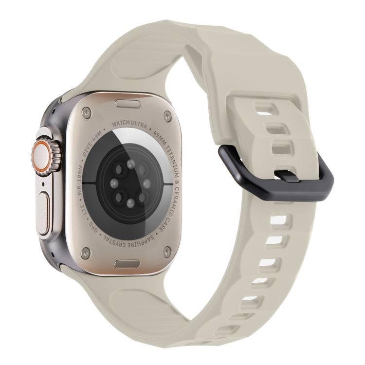 For Apple Watch SE 2022 44mm Ripple Silicone Sports Watch Band(Starlight) - Watch Bands by PMC TechLife | Online Shopping South Africa | PMC TechLife