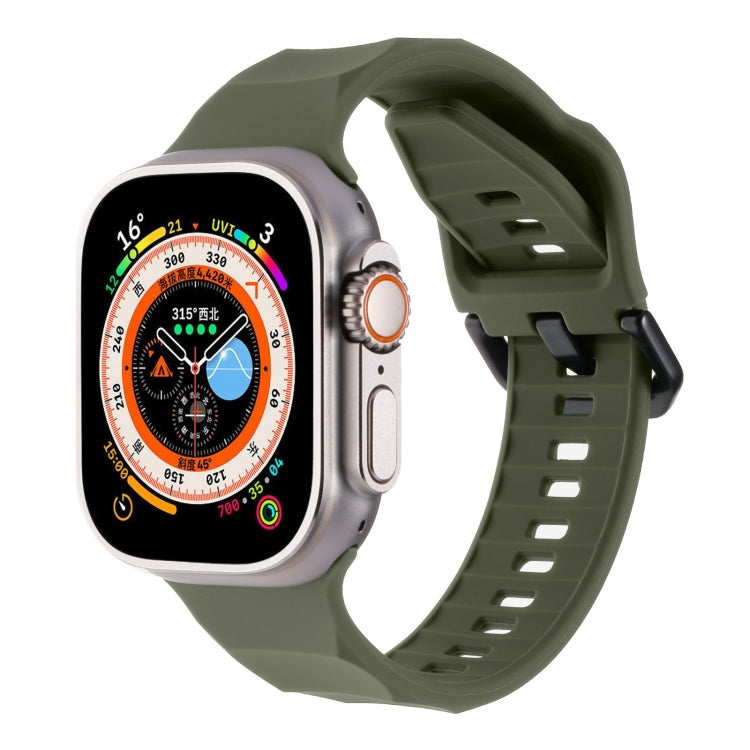 For Apple Watch 7 45mm Ripple Silicone Sports Watch Band(Dark Green) - Watch Bands by PMC TechLife | Online Shopping South Africa | PMC TechLife