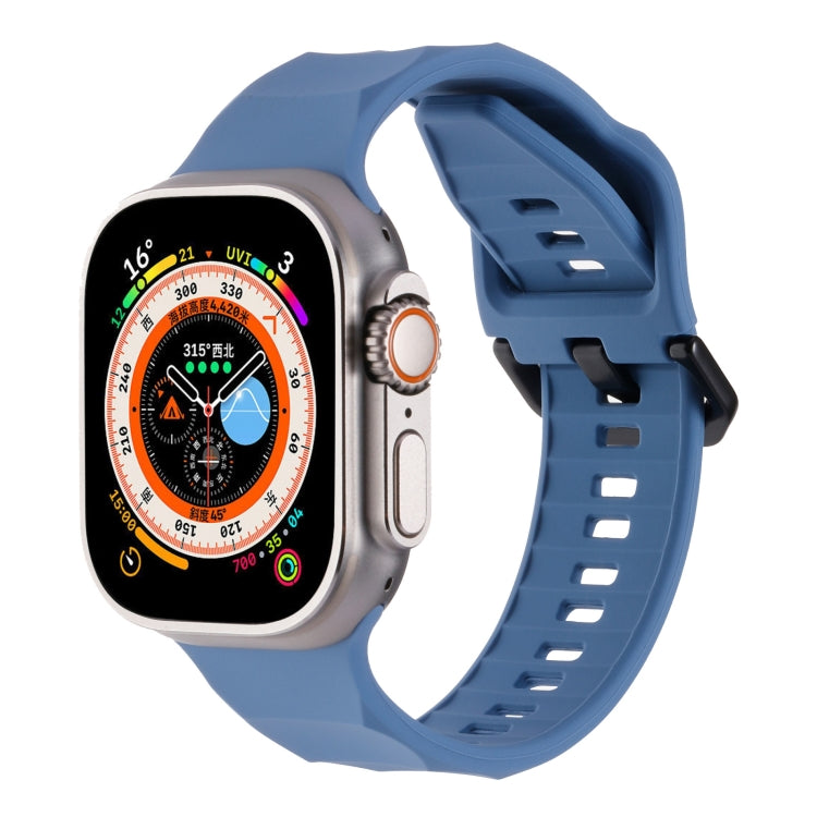 For Apple Watch 7 45mm Ripple Silicone Sports Watch Band(Light Blue) - Watch Bands by PMC TechLife | Online Shopping South Africa | PMC TechLife