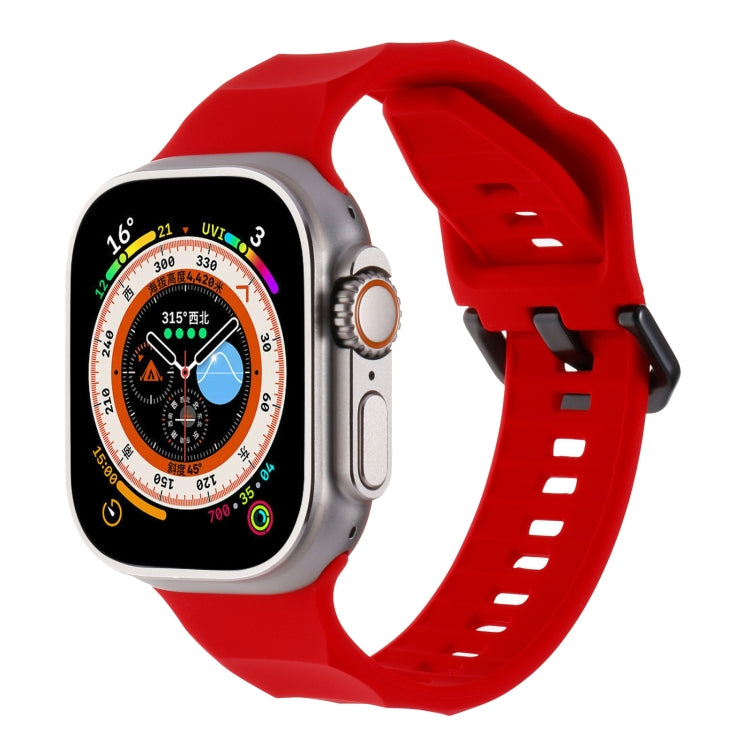 For Apple Watch SE 44mm Ripple Silicone Sports Watch Band(Red) - Watch Bands by PMC TechLife | Online Shopping South Africa | PMC TechLife