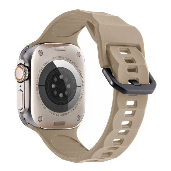 For Apple Watch SE 44mm Ripple Silicone Sports Watch Band(Brown)