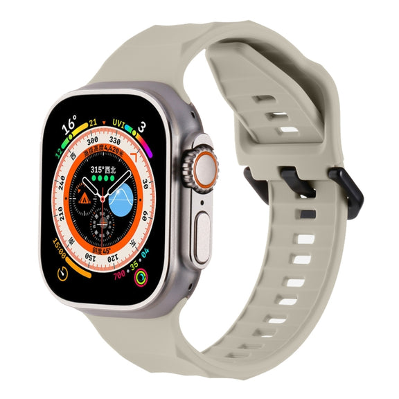 For Apple Watch 6 44mm Ripple Silicone Sports Watch Band(Starlight)