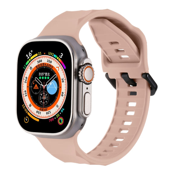 For Apple Watch 5 44mm Ripple Silicone Sports Watch Band(Pink)