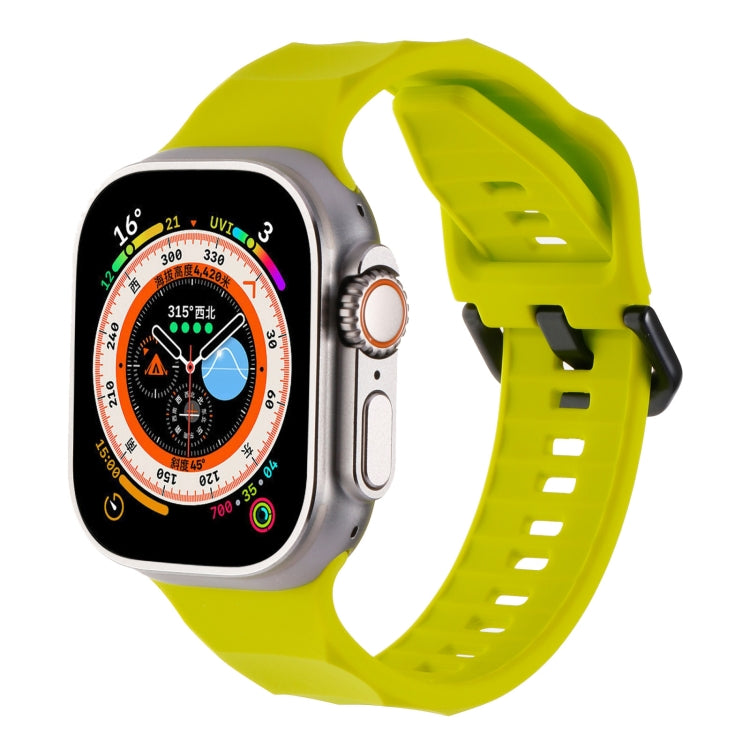 For Apple Watch 5 44mm Ripple Silicone Sports Watch Band(Fluorescent Green) - Watch Bands by PMC TechLife | Online Shopping South Africa | PMC TechLife