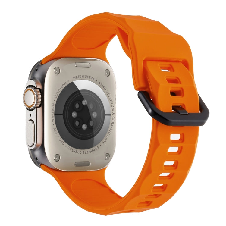 For Apple Watch 3 42mm Ripple Silicone Sports Watch Band(Orange)
