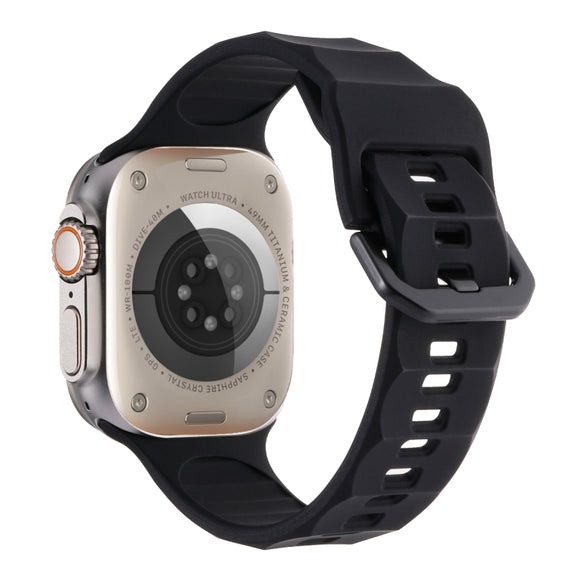 For Apple Watch 3 42mm Ripple Silicone Sports Watch Band(Black)