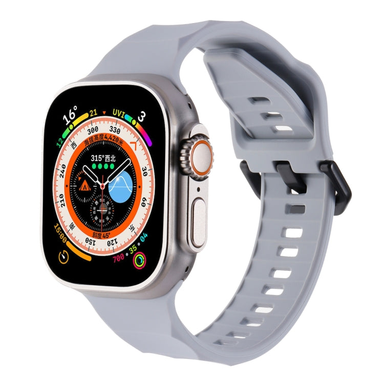 For Apple Watch 3 42mm Ripple Silicone Sports Watch Band(Light Grey) - Watch Bands by PMC TechLife | Online Shopping South Africa | PMC TechLife