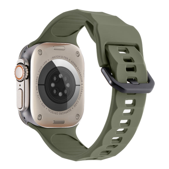 For Apple Watch 2 42mm Ripple Silicone Sports Watch Band(Dark Green)