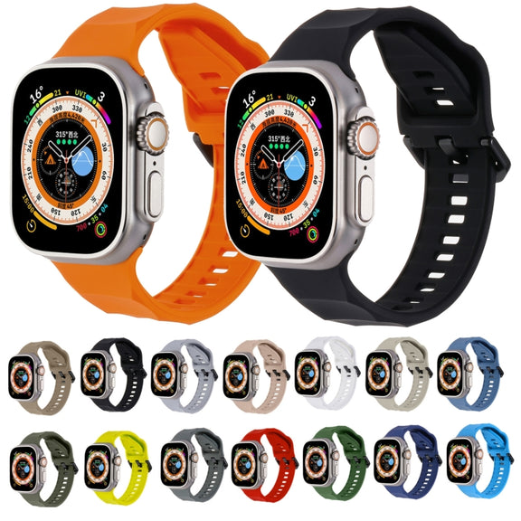 For Apple Watch 3 42mm Ripple Silicone Sports Watch Band(Dark Blue)