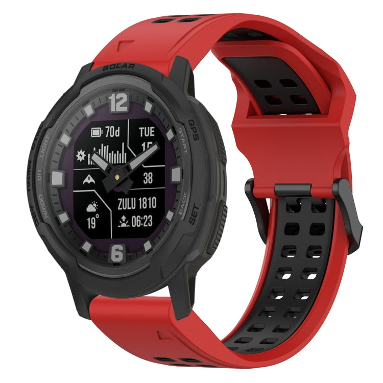 For Garmin Instinct Crossover 22mm Two-Color Reverse Buckle Silicone Watch Band(Red+Black) - Watch Bands by PMC TechLife | Online Shopping South Africa | PMC TechLife