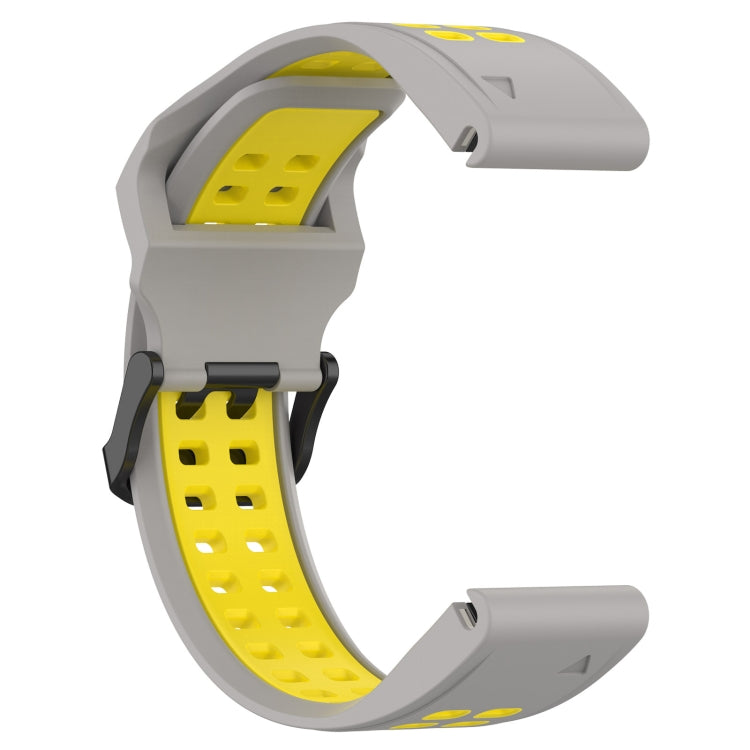 For Garmin Epix Gen 2 22mm Two-Color Reverse Buckle Silicone Watch Band(Grey+Yellow)