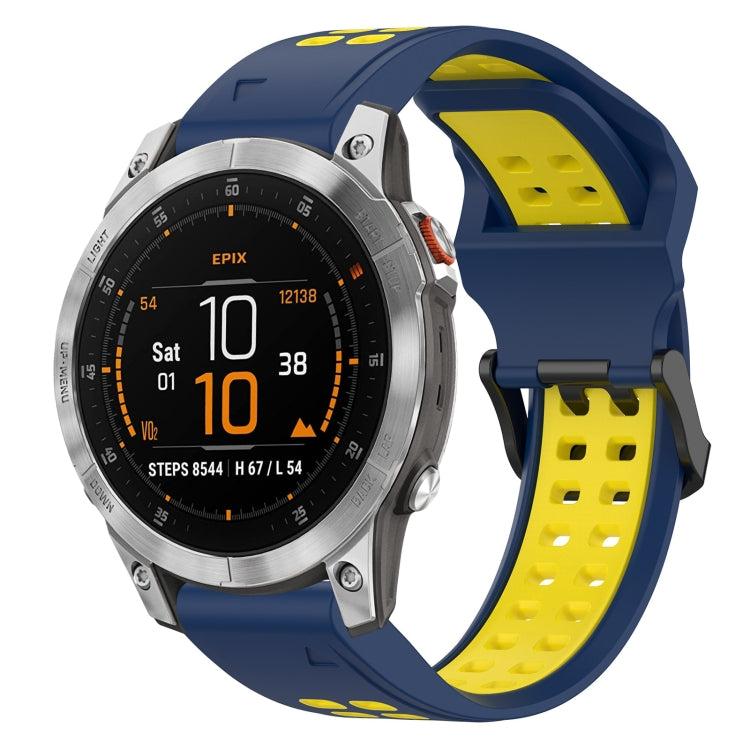 For Garmin Epix Gen 2 22mm Two-Color Reverse Buckle Silicone Watch Band(Blue+Yellow) - Watch Bands by PMC TechLife | Online Shopping South Africa | PMC TechLife