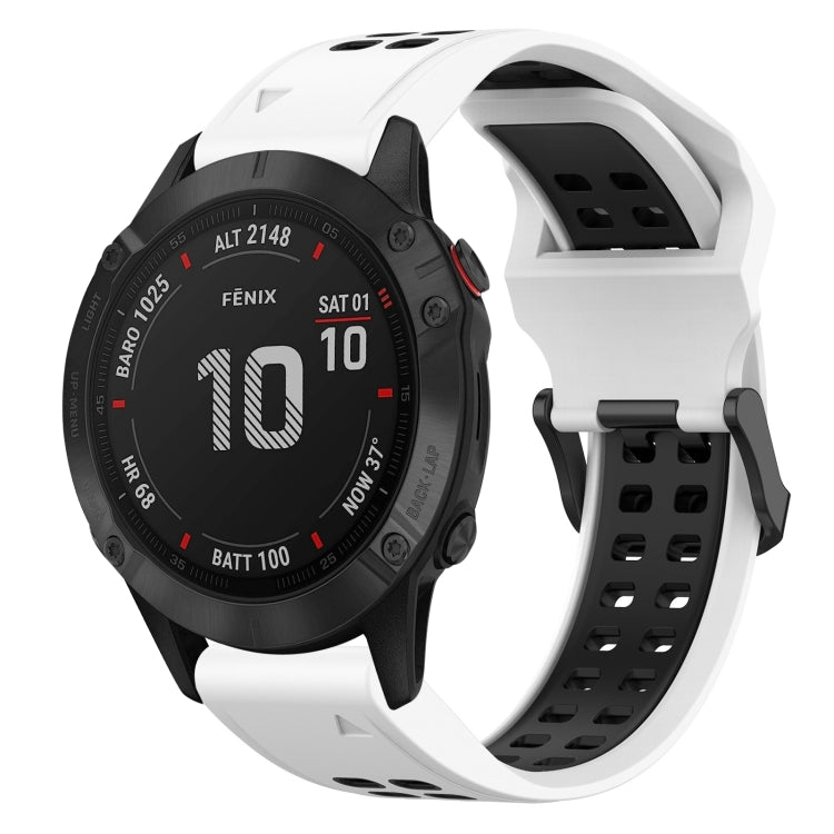 For Garmin Fenix 6 Pro 22mm Two-Color Reverse Buckle Silicone Watch Band(White+Black) - Watch Bands by PMC TechLife | Online Shopping South Africa | PMC TechLife