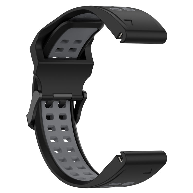 For Garmin Fenix 6 Pro 22mm Two-Color Reverse Buckle Silicone Watch Band(Black+Grey) - Watch Bands by PMC TechLife | Online Shopping South Africa | PMC TechLife