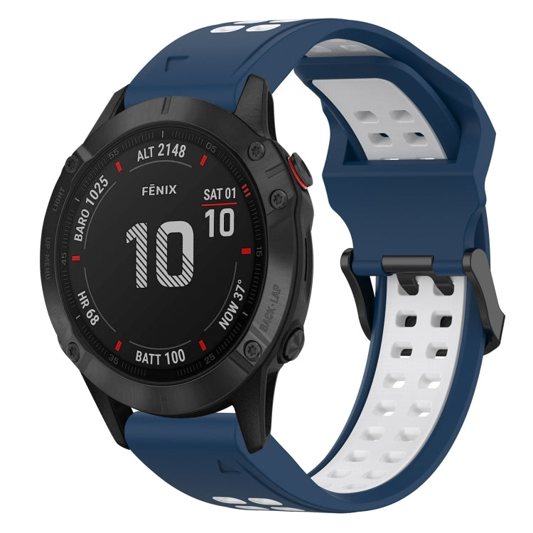 For Garmin Fenix 6 Pro 22mm Two-Color Reverse Buckle Silicone Watch Band(Blue+White) - Watch Bands by PMC TechLife | Online Shopping South Africa | PMC TechLife