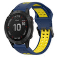 For Garmin Fenix 6 Pro 22mm Two-Color Reverse Buckle Silicone Watch Band(Blue+Yellow) - Watch Bands by PMC TechLife | Online Shopping South Africa | PMC TechLife