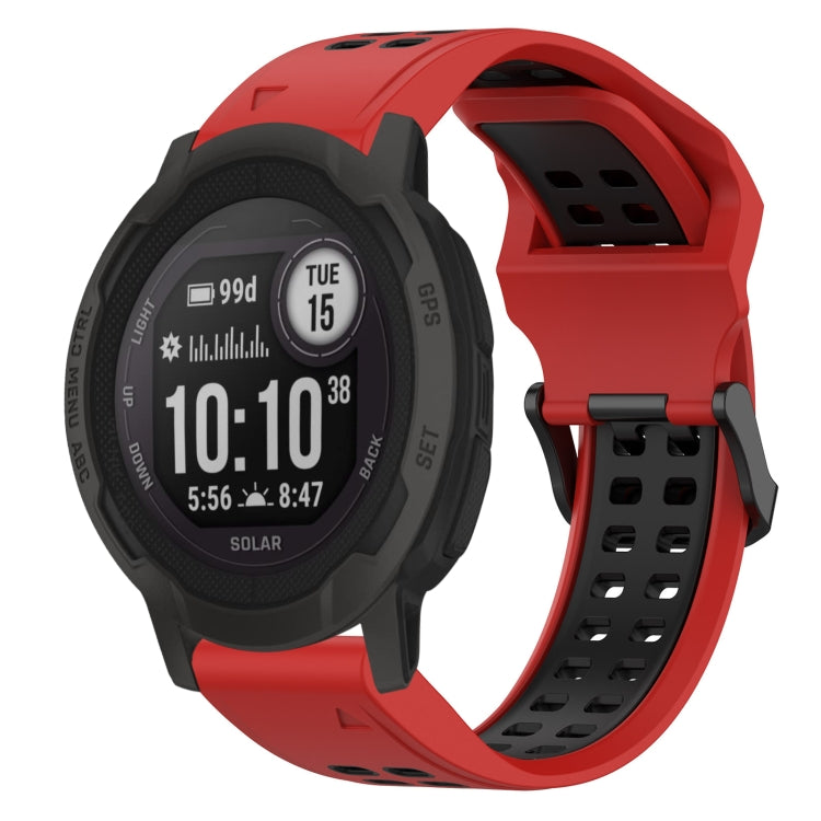 For Garmin Instinct 2 22mm Two-Color Reverse Buckle Silicone Watch Band(Red+Black) - Watch Bands by PMC TechLife | Online Shopping South Africa | PMC TechLife