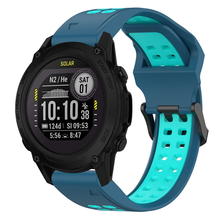 For Garmin Descent G1 22mm Two-Color Reverse Buckle Silicone Watch Band(Blue+Teal) - Watch Bands by PMC TechLife | Online Shopping South Africa | PMC TechLife