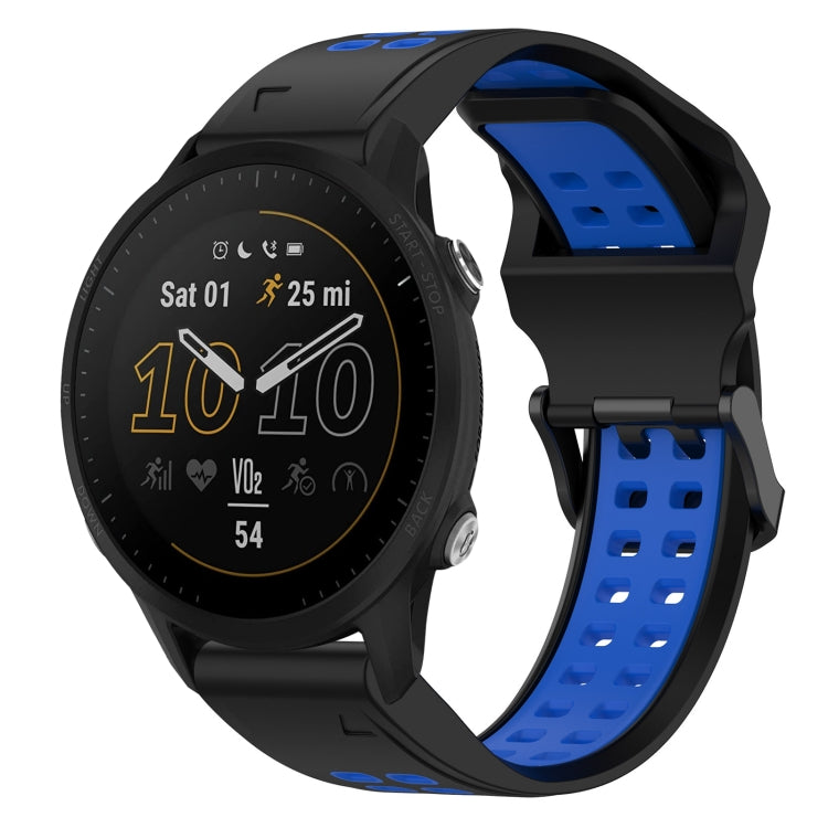 For Garmin Forerunner 955 22mm Two-Color Reverse Buckle Silicone Watch Band(Black+Blue) - Watch Bands by PMC TechLife | Online Shopping South Africa | PMC TechLife