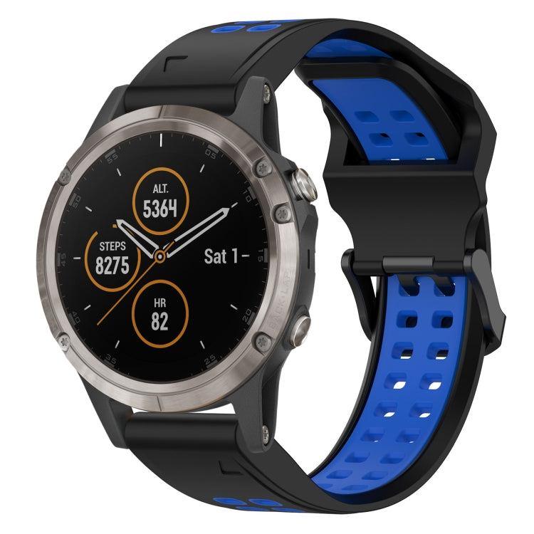 For Garmin Fenix 5 Plus 22mm Two-Color Reverse Buckle Silicone Watch Band(Black+Blue) - Watch Bands by PMC TechLife | Online Shopping South Africa | PMC TechLife
