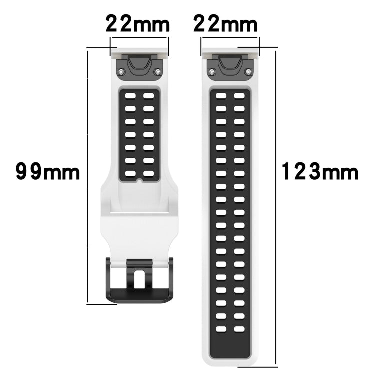 For Garmin Fenix 6 Pro 22mm Two-Color Reverse Buckle Silicone Watch Band(White+Black) - Watch Bands by PMC TechLife | Online Shopping South Africa | PMC TechLife