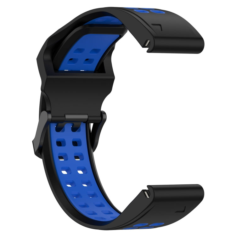 For Garmin Epix Pro 51mm 26mm Two-Color Reverse Buckle Silicone Watch Band(Black+Blue) - Watch Bands by PMC TechLife | Online Shopping South Africa | PMC TechLife