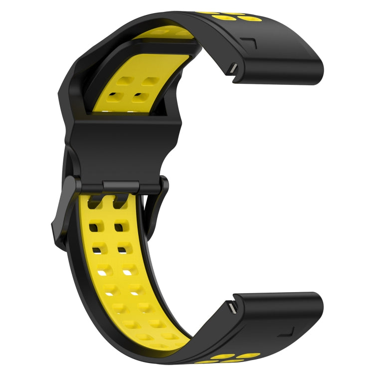 For Garmin Enduro 26mm Two-Color Reverse Buckle Silicone Watch Band(Black+Yellow) - Watch Bands by PMC TechLife | Online Shopping South Africa | PMC TechLife