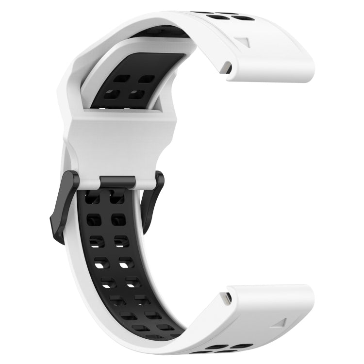 For Garmin Fenix 6X 26mm Two-Color Reverse Buckle Silicone Watch Band(White+Black) - Watch Bands by PMC TechLife | Online Shopping South Africa | PMC TechLife