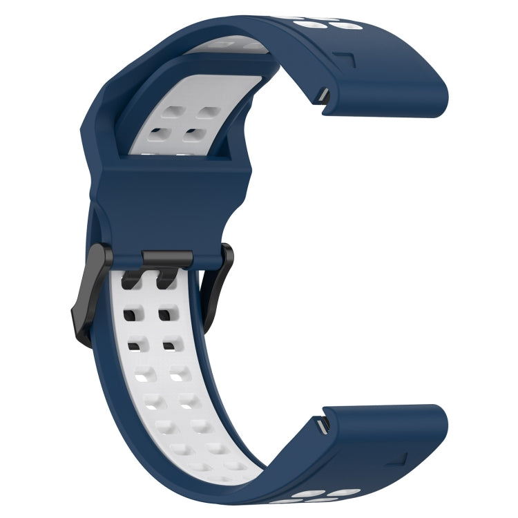 For Garmin Fenix 6X 26mm Two-Color Reverse Buckle Silicone Watch Band(Blue+White) - Watch Bands by PMC TechLife | Online Shopping South Africa | PMC TechLife