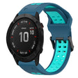 For Garmin Fenix 6X Pro 26mm Two-Color Reverse Buckle Silicone Watch Band(Blue+Teal) - Watch Bands by PMC TechLife | Online Shopping South Africa | PMC TechLife