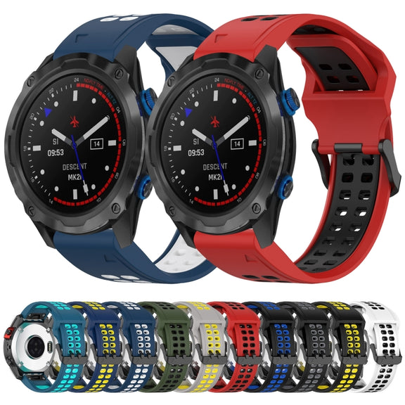 For Garmin Fenix 6X Pro 26mm Two-Color Reverse Buckle Silicone Watch Band(Red+Black)