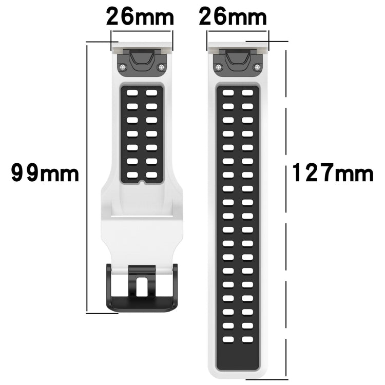 For Garmin Tactix 7 Pro 26mm Two-Color Reverse Buckle Silicone Watch Band(Black+Grey)