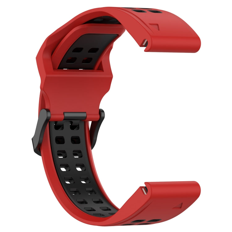 For Garmin Fenix 6S 20mm Two-Color Reverse Buckle Silicone Watch Band(Red+Black) - Watch Bands by PMC TechLife | Online Shopping South Africa | PMC TechLife