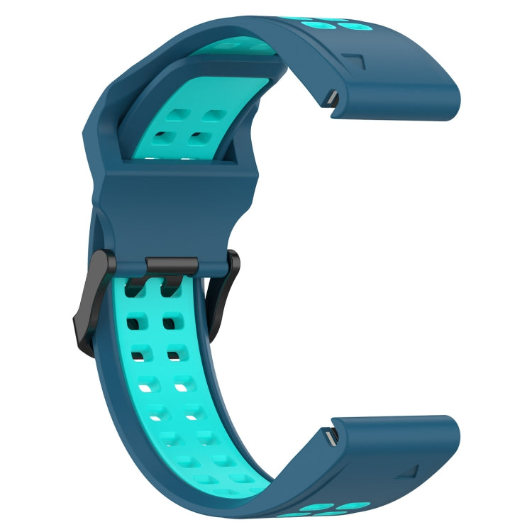 For Garmin Fenix 6S 20mm Two-Color Reverse Buckle Silicone Watch Band(Blue+Teal) - Watch Bands by PMC TechLife | Online Shopping South Africa | PMC TechLife
