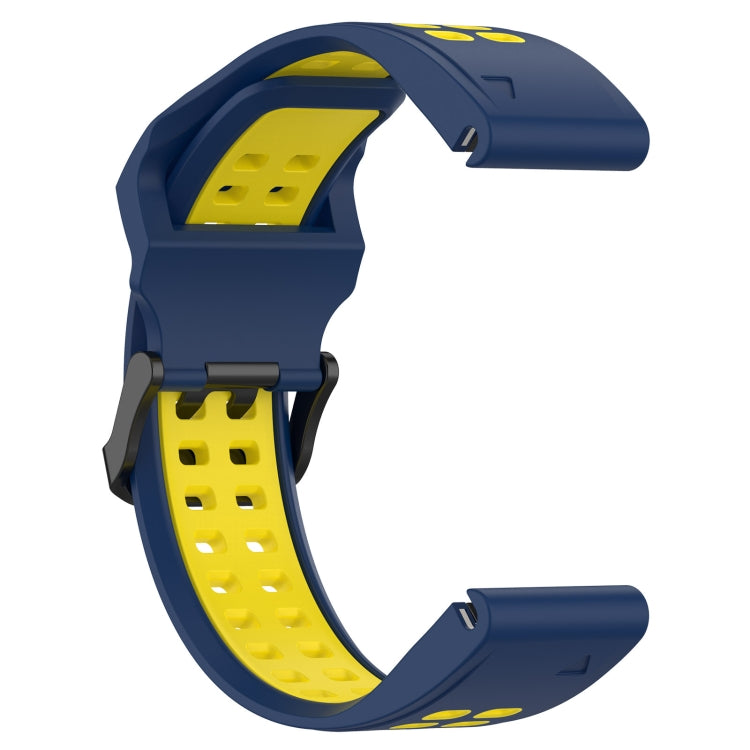For Garmin Fenix 5S 20mm Two-Color Reverse Buckle Silicone Watch Band(Blue+Yellow) - Watch Bands by PMC TechLife | Online Shopping South Africa | PMC TechLife