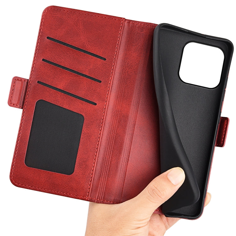 For iPhone 15 Dual-side Magnetic Buckle Horizontal Flip Leather Phone Case(Red)