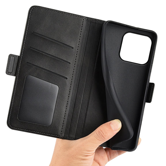 For iPhone 15 Plus Dual-side Magnetic Buckle Horizontal Flip Leather Phone Case(Black)