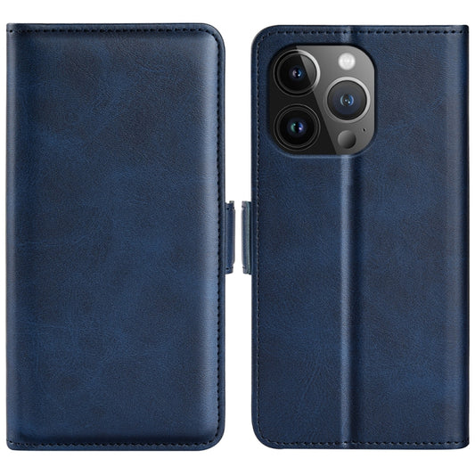 For iPhone 15 Pro Dual-side Magnetic Buckle Horizontal Flip Leather Phone Case(Dark Blue) - free shipping - PMC Jewellery - Order now!