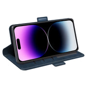 For iPhone 15 Pro Dual-side Magnetic Buckle Horizontal Flip Leather Phone Case(Dark Blue)