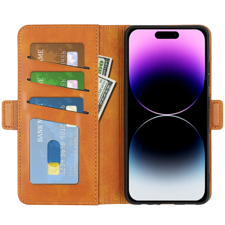 For iPhone 15 Pro Max Dual-side Magnetic Buckle Horizontal Flip Leather Phone Case(Yellow) - free shipping - PMC TechLife - Order now!