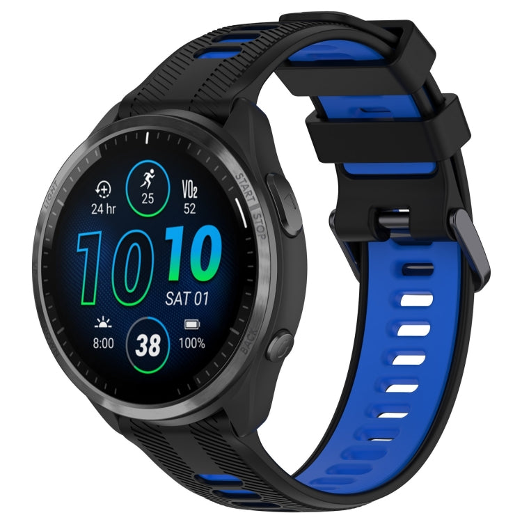 For Garmin Forerunner 965 Sports Two-Color Silicone Watch Band(Black+Blue) - free shipping - PMC TechLife - Order now!