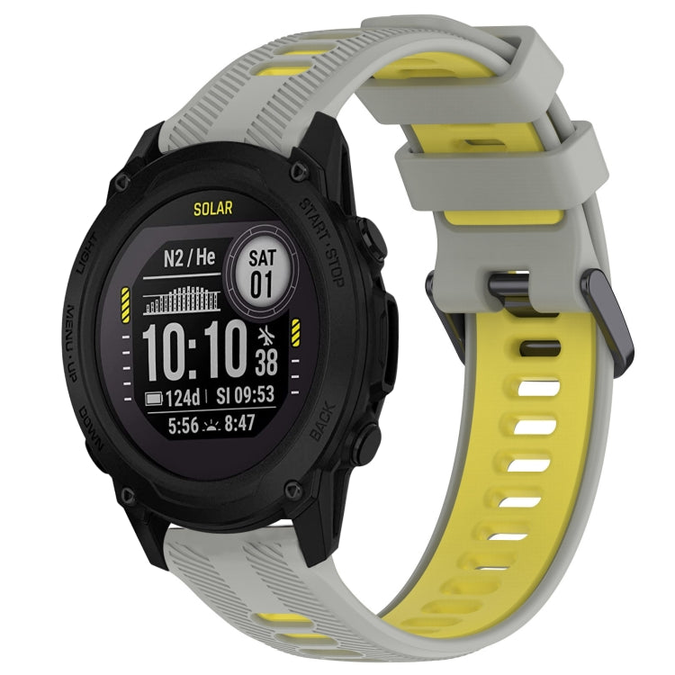 For Garmin Descent G1 Sports Two-Color Silicone Watch Band(Grey+Yellow) - Watch Bands by PMC TechLife | Online Shopping South Africa | PMC TechLife