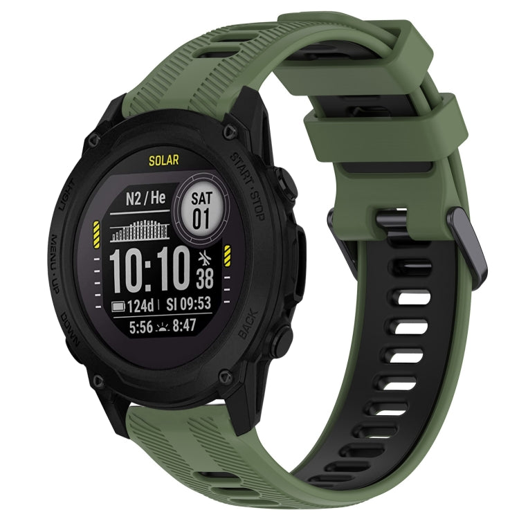 For Garmin Descent G1 Sports Two-Color Silicone Watch Band(Army Green+Black) - Watch Bands by PMC TechLife | Online Shopping South Africa | PMC TechLife