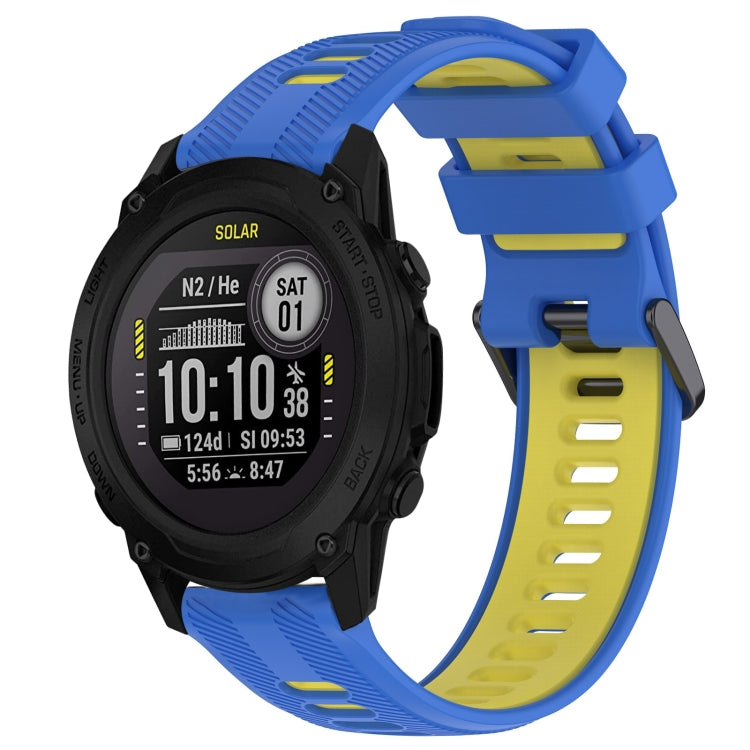 For Garmin Descent G1 Sports Two-Color Silicone Watch Band(Blue+Yellow) - Watch Bands by PMC TechLife | Online Shopping South Africa | PMC TechLife