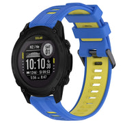 For Garmin Descent G1 Sports Two-Color Silicone Watch Band(Blue+Yellow)