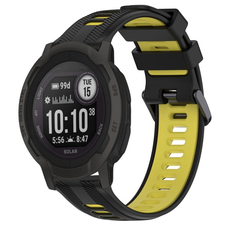 For Garmin Instinct 2 Solar Sports Two-Color Silicone Watch Band(Black+Yellow) - Watch Bands by PMC TechLife | Online Shopping South Africa | PMC TechLife