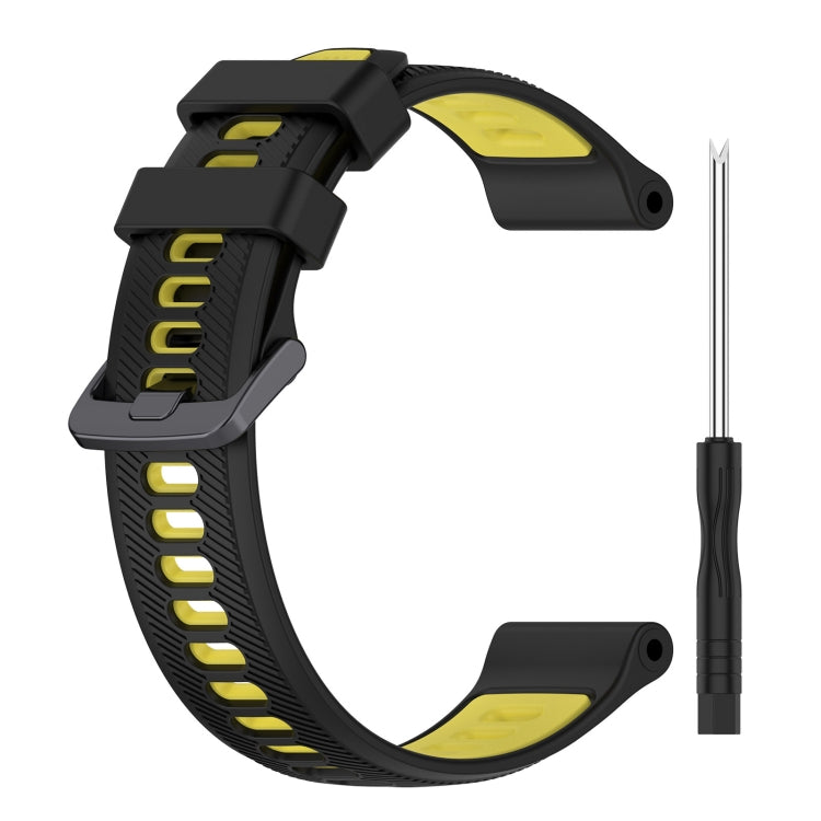 For Garmin Instinct 2 Solar Sports Two-Color Silicone Watch Band(Black+Yellow) - Watch Bands by PMC TechLife | Online Shopping South Africa | PMC TechLife