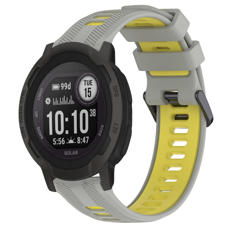 For Garmin Instinct 2 Solar Sports Two-Color Silicone Watch Band(Grey+Yellow) - Watch Bands by PMC TechLife | Online Shopping South Africa | PMC TechLife